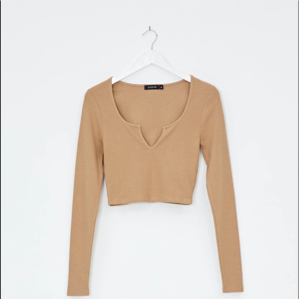 Glassons Cropped Ribbed V Top
